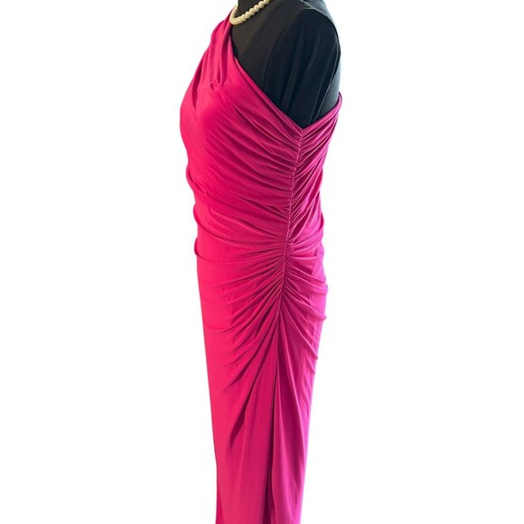 Lauren Ralph Lauren Evening One Shoulder Ruched Dress Women Bodycon Slit Party - Picture 6 of 16